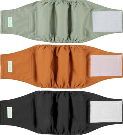 Washable Male Dog Diapers (Pack of 3) - Washable Male Dog Belly Wrap (Small)