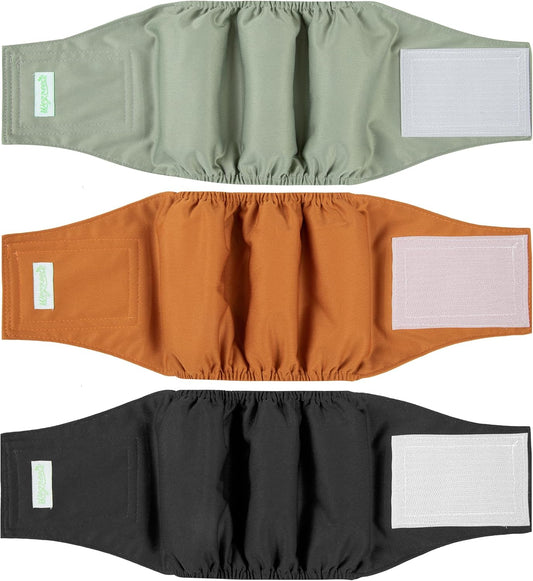 Washable Male Dog Diapers (Pack of 3) - Washable Male Dog Belly Wrap (Small)